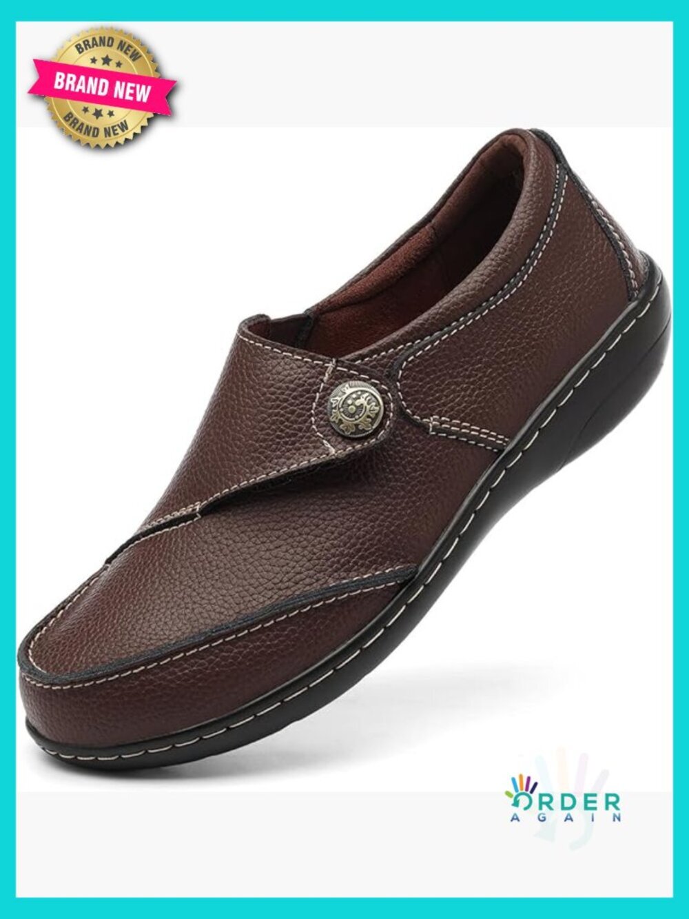 Classic Casual Leather Loafers Slip On Comfort Walking Flats Lightweight Work